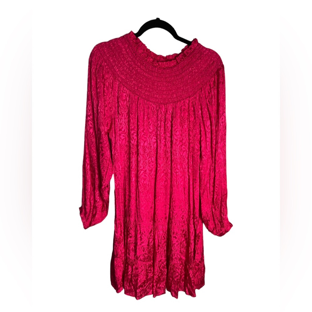 Anthropologie UNCLE FRANK Women’s Hot Pink‎ Ruffled Tiered Dress Size Small